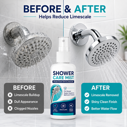 Fast-Acting Shower Limescale Remover Spray – Dissolves stubborn mineral deposits & hard water stains. Restores water flow & shine – just spray & wipe!