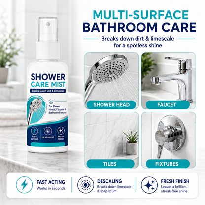 Fast-Acting Shower Limescale Remover Spray – Dissolves stubborn mineral deposits & hard water stains. Restores water flow & shine – just spray & wipe!
